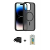 MARSİLYAN™- iPhone 15 Pro Max Kılıf Siluet Minimal Prime - Siyah Polymer Nano Ekran Koruyucu + Raze Metal Kamera Lens - SH