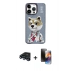 MARSİLYAN™- iPhone 15 Pro Max Kılıf Siluet Modern Özel Seri - Siyah 3D Antistatik Mat Seramik Nano Ekran Koruyucu + Raze Metal Kamera Lens - LT