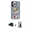 MARSİLYAN™- iPhone 15 Pro Max Kılıf Siluet Modern Özel Seri - Siyah Bilvis Hayalet Cam Ekran Koruyucu + Lacivert Raze Metal Kamera Lens
