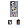 MARSİLYAN™- iPhone 15 Pro Max Kılıf Siluet Modern Özel Seri - Siyah Buffer Hayalet Cam Ekran Koruyucu + PVD Metal Kamera Lens - SH