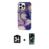 MARSİLYAN™- iPhone 15 Pro Max Kılıf Ufuk Doku Prime - Şeffaf 360 Full Body Arka Koruyucu + PVD Metal Kamera Lens - TU