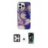 MARSİLYAN™- iPhone 15 Pro Max Kılıf Ufuk Doku Prime - Siyah 360 Mat Full Body Arka Koruyucu + PVD Metal Kamera Lens - GS