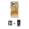 MARSİLYAN™- iPhone 15 Pro Max Kılıf Ufuk Doku Prime - Siyah 360 Mat Full Body Arka Koruyucu + PVD Metal Kamera Lens - LT
