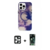 MARSİLYAN™- iPhone 15 Pro Max Kılıf Ufuk Doku Prime - Siyah 360 Mat Full Body Arka Koruyucu + PVD Metal Kamera Lens - LT
