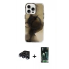MARSİLYAN™- iPhone 15 Pro Max Kılıf Ufuk Doku Prime - Siyah 360 Mat Full Body Arka Koruyucu + Raze Metal Kamera Lens - LT