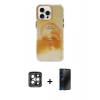 MARSİLYAN™- iPhone 15 Pro Max Kılıf Ufuk Doku Prime - Siyah 3D Antistatik Hayalet Cam Ekran Koruyucu + PVD Metal Kamera Lens - GI