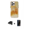 MARSİLYAN™- iPhone 15 Pro Max Kılıf Ufuk Doku Prime - Siyah 3D Antistatik Hayalet Cam Ekran Koruyucu + Raze Metal Kamera Lens - GS