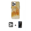 MARSİLYAN™- iPhone 15 Pro Max Kılıf Ufuk Doku Prime - Siyah 3D Antistatik Hayalet Cam Ekran Koruyucu + PVD Metal Kamera Lens - GS