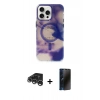 MARSİLYAN™- iPhone 15 Pro Max Kılıf Ufuk Doku Prime - Siyah 3D Antistatik Hayalet Cam Ekran Koruyucu + Raze Metal Kamera Lens - GS