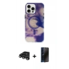 MARSİLYAN™- iPhone 15 Pro Max Kılıf Ufuk Doku Prime - Siyah 3D Antistatik Hayalet Cam Ekran Koruyucu + Raze Metal Kamera Lens - TMGI