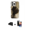 MARSİLYAN™- iPhone 15 Pro Max Kılıf Ufuk Doku Prime - Siyah 3D Antistatik Mat Seramik Nano Ekran Koruyucu + Siyah Raze Metal Kamera Lens