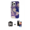 MARSİLYAN™- iPhone 15 Pro Max Kılıf Ufuk Doku Prime - Siyah 3D Antistatik Mat Seramik Nano Ekran Koruyucu + PVD Metal Kamera Lens - TU