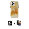 MARSİLYAN™- iPhone 15 Pro Max Kılıf Ufuk Doku Prime - Siyah 3D Antistatik Mat Seramik Nano Ekran Koruyucu + PVD Metal Kamera Lens - TU