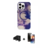 MARSİLYAN™- iPhone 15 Pro Max Kılıf Ufuk Doku Prime - Siyah 3D Antistatik Mat Seramik Nano Ekran Koruyucu + Siyah Raze Metal Kamera Lens