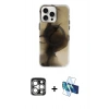 MARSİLYAN™- iPhone 15 Pro Max Kılıf Ufuk Doku Prime - Siyah 3D Antistatik Seramik Nano Ekran Koruyucu + PVD Metal Kamera Lens - GS