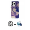 MARSİLYAN™- iPhone 15 Pro Max Kılıf Ufuk Doku Prime - Siyah 3D Antistatik Seramik Nano Ekran Koruyucu + PVD Metal Kamera Lens - GS
