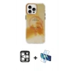 MARSİLYAN™- iPhone 15 Pro Max Kılıf Ufuk Doku Prime - Siyah 3D Antistatik Seramik Nano Ekran Koruyucu + PVD Metal Kamera Lens - GS