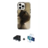 MARSİLYAN™- iPhone 15 Pro Max Kılıf Ufuk Doku Prime - Siyah 3D Antistatik Seramik Nano Ekran Koruyucu + Raze Metal Kamera Lens - LT