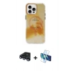 MARSİLYAN™- iPhone 15 Pro Max Kılıf Ufuk Doku Prime - Siyah 3D Antistatik Seramik Nano Ekran Koruyucu + Raze Metal Kamera Lens - LT