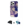 MARSİLYAN™- iPhone 15 Pro Max Kılıf Ufuk Doku Prime - Siyah 3D Antistatik Seramik Nano Ekran Koruyucu + Raze Metal Kamera Lens - LT