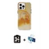 MARSİLYAN™- iPhone 15 Pro Max Kılıf Ufuk Doku Prime - Siyah 3D Antistatik Seramik Nano Ekran Koruyucu + PVD Metal Kamera Lens - TU