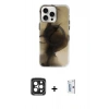 MARSİLYAN™- iPhone 15 Pro Max Kılıf Ufuk Doku Prime - Siyah Bilvis 0.18mm Plus Cam Ekran Koruyucu + PVD Metal Kamera Lens - SH