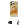MARSİLYAN™- iPhone 15 Pro Max Kılıf Ufuk Doku Prime - Siyah Bilvis 3D Mat Cam Ekran Koruyucu + Titanyum Gri Raze Metal Kamera Lens