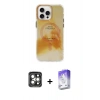 MARSİLYAN™- iPhone 15 Pro Max Kılıf Ufuk Doku Prime - Siyah Bilvis 5in1 3D Magic Cam Ekran Koruyucu + PVD Metal Kamera Lens - GI