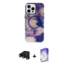 MARSİLYAN™- iPhone 15 Pro Max Kılıf Ufuk Doku Prime - Siyah Bilvis 5in1 3D Magic Cam Ekran Koruyucu + Raze Metal Kamera Lens - SH