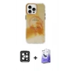MARSİLYAN™- iPhone 15 Pro Max Kılıf Ufuk Doku Prime - Siyah Bilvis 5in1 5D Magic Hayalet Cam Ekran Koruyucu + Siyah PVD Metal Kamera Lens