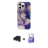 MARSİLYAN™- iPhone 15 Pro Max Kılıf Ufuk Doku Prime - Siyah Bilvis 5in1 5D Magic Hayalet Cam Ekran Koruyucu + Raze Metal Kamera Lens - TMGI