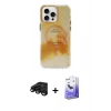 MARSİLYAN™- iPhone 15 Pro Max Kılıf Ufuk Doku Prime - Siyah Bilvis 5in1 5D Magic Hayalet Cam Ekran Koruyucu + Raze Metal Kamera Lens - SH