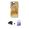 MARSİLYAN™- iPhone 15 Pro Max Kılıf Ufuk Doku Prime - Siyah Bilvis 5in1 5D Magic Hayalet Cam Ekran Koruyucu + Raze Metal Kamera Lens - GS