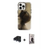 MARSİLYAN™- iPhone 15 Pro Max Kılıf Ufuk Doku Prime - Siyah Bilvis Hayalet Cam Ekran Koruyucu + Raze Metal Kamera Lens - LT