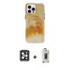 MARSİLYAN™- iPhone 15 Pro Max Kılıf Ufuk Doku Prime - Siyah Bilvis Hayalet Cam Ekran Koruyucu + PVD Metal Kamera Lens - SH