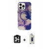 MARSİLYAN™- iPhone 15 Pro Max Kılıf Ufuk Doku Prime - Siyah Bilvis Hayalet Cam Ekran Koruyucu + PVD Metal Kamera Lens - TU