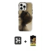 MARSİLYAN™- iPhone 15 Pro Max Kılıf Ufuk Doku Prime - Siyah Buffer Cam Ekran Koruyucu + PVD Metal Kamera Lens - GI