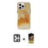 MARSİLYAN™- iPhone 15 Pro Max Kılıf Ufuk Doku Prime - Siyah Buffer Cam Ekran Koruyucu + Gümüş PVD Metal Kamera Lens