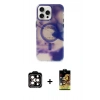 MARSİLYAN™- iPhone 15 Pro Max Kılıf Ufuk Doku Prime - Siyah Buffer Cam Ekran Koruyucu + PVD Metal Kamera Lens - TU