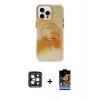 MARSİLYAN™- iPhone 15 Pro Max Kılıf Ufuk Doku Prime - Siyah Buffer Hayalet Cam Ekran Koruyucu + PVD Metal Kamera Lens - SH
