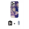 MARSİLYAN™- iPhone 15 Pro Max Kılıf Ufuk Doku Prime - Siyah Joko Magic 5D Cam + Turuncu PVD Metal Kamera Lens