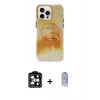 MARSİLYAN™- iPhone 15 Pro Max Kılıf Ufuk Doku Prime - Siyah Joko Magic 5D Cam + Turuncu PVD Metal Kamera Lens