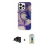 MARSİLYAN™- iPhone 15 Pro Max Kılıf Ufuk Doku Prime - Siyah Polymer Nano Ekran Koruyucu + Raze Metal Kamera Lens - TMGI