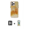 MARSİLYAN™- iPhone 15 Pro Max Kılıf Ufuk Doku Prime - Siyah Polymer Nano Ekran Koruyucu + PVD Metal Kamera Lens - SH