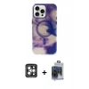 MARSİLYAN™- iPhone 15 Pro Max Kılıf Ufuk Doku Prime - Siyah Vanessa Magic Cam + PVD Metal Kamera Lens - GI