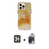 MARSİLYAN™- iPhone 15 Pro Max Kılıf Ufuk Doku Prime - Siyah Vanessa Magic Cam + PVD Metal Kamera Lens - GI