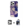 MARSİLYAN™- iPhone 15 Pro Max Kılıf Ufuk Doku Prime - Siyah Vanessa Magic Cam + PVD Metal Kamera Lens - GS