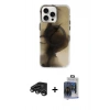 MARSİLYAN™- iPhone 15 Pro Max Kılıf Ufuk Doku Prime - Siyah Vanessa Magic Cam + Raze Metal Kamera Lens - TMGI