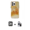 MARSİLYAN™- iPhone 15 Pro Max Kılıf Ufuk Doku Prime - Siyah Vanessa Magic Hayalet Cam + PVD Metal Kamera Lens - GI