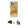 MARSİLYAN™- iPhone 15 Pro Max Kılıf Ufuk Doku Prime - Siyah Vanessa Magic Hayalet Cam + Raze Metal Kamera Lens - GS